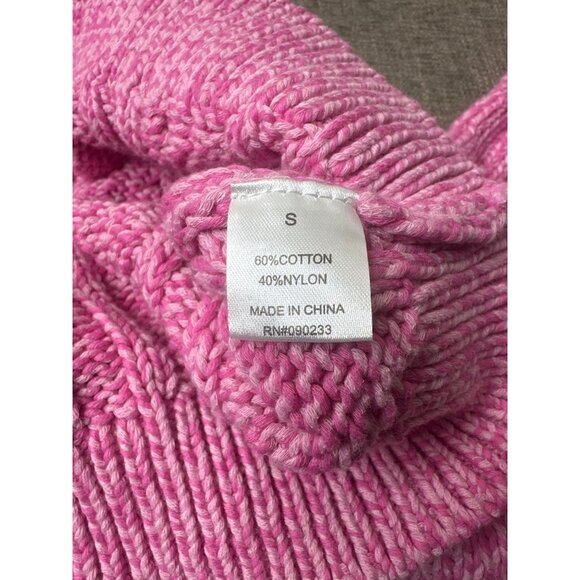 Kendall & Kylie Womens S Pink Cable Knit Cropped Cardigan Sweater Cotton Blend - Picture 5 of 7